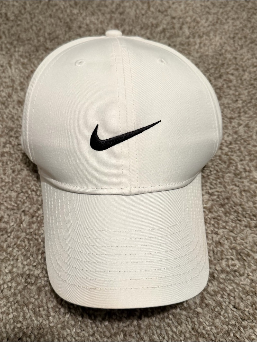 Nike White Golf Cap with Black Swoosh Logo NEW